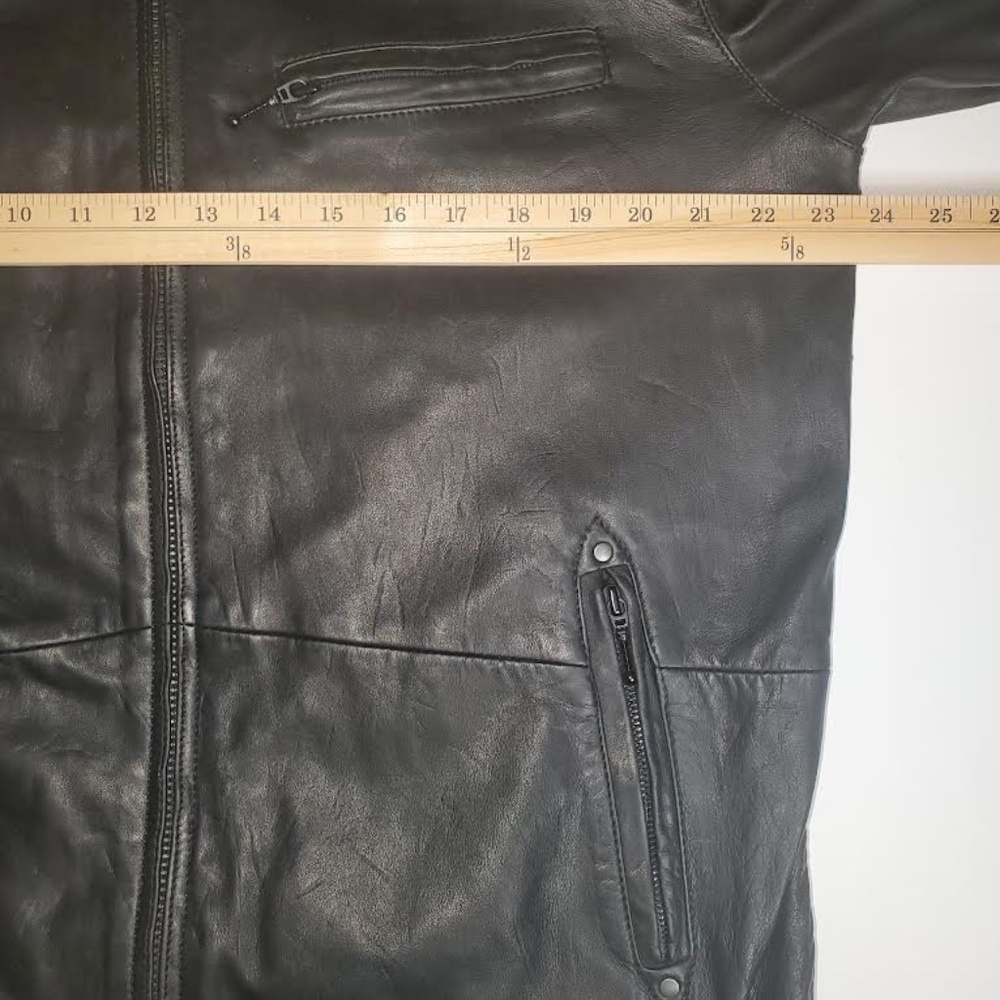 Mens Premium Black Cafe Racer Lambskin Leather Jacket - Picture 15 of 16